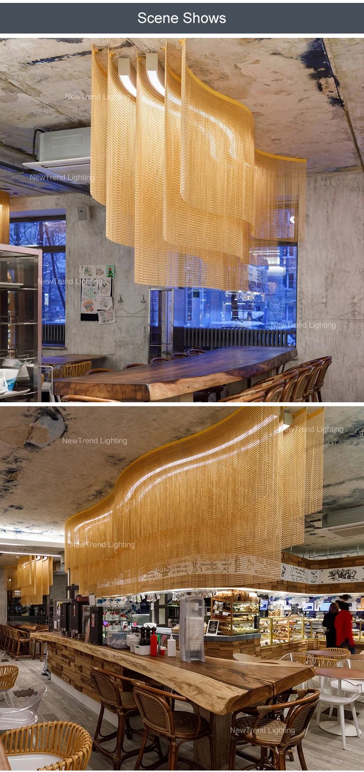 CPL-199 New Arrive Indoor Decoration Chandelier Hotel Villa Staircase Salon Modern Aluminum Chain LED Pendant Light supplier