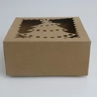 Box Christmas Disposable Square Cake Box Paper Custom Printed Kraft Paper Cake Box With Window