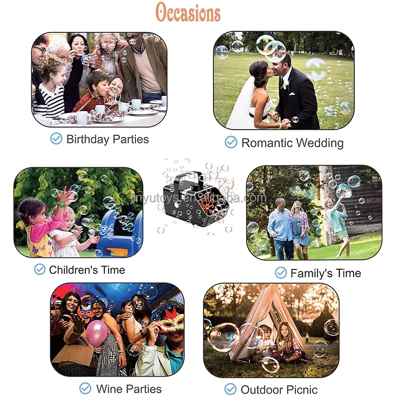 Indoor & Outdoor Party Wedding Electronic Bubble Machine Automatic Bubble Blower Portable Bubble Maker