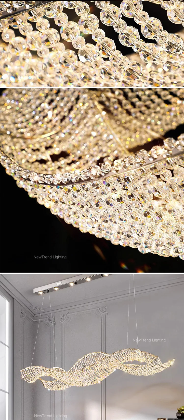 CPL-294 Luxury Style Indoor Decoration Hanging Light Villa Dining Room Living Room Crystal LED Chandelier details