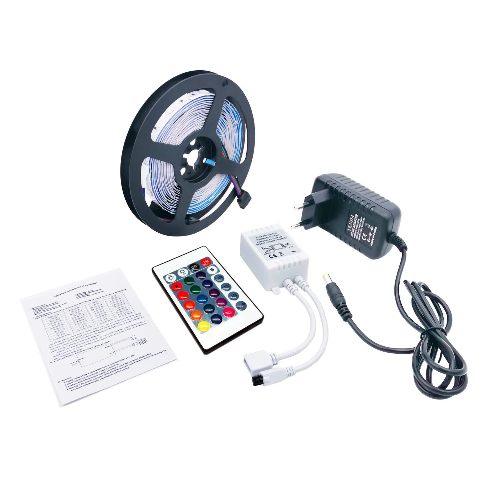 5M RGB 5050 Waterproof LED Strip light  Key Remote 12V Power Full Kit 