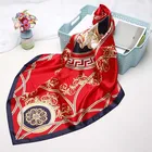 Hijab INS Custom Pattern Digital Printing Imitated Silk Bandana Silk Scarf Head Hijab Scarfs Ladies