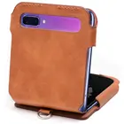 Leather Cover Samsung Genunine Leather Mobile Phone Lanyard Bag Protection Cover For Samsung Z Flip Case