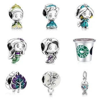 Popular bead landing wholesale charms Cute elf princess dripping oil leaves charms for jewelry making teen girls big hole beads