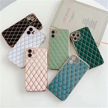 Luxury Rubber anti shock back cover Geometric Electroplated Phone Cases For IPhone 11 12 13Pro Max XR Camera Protection Fashion
