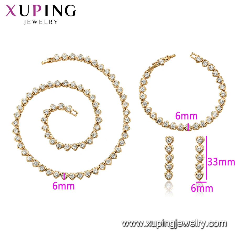 65257 xuping luxury 2019 new arrival with heart stone bracelet jewelry sets necklace and earring