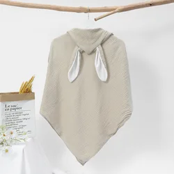 Newborn Bath Towel Cotton Double Layer Gauze Infant Cloak Rabbit Ear Towel Wrapped Baby Hooded Bathrobe