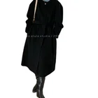 Round Coat Korea Import Guest Fabric Simple Style Round Neck Straight Tube Design Wool Coat