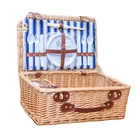 Picnic 2021 Wicker Handle Woven Picnic Basket Rectangle Food Storage With Lid