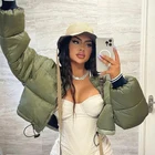 Coat New Design Sense Stitching Coat Short Cotton Cardigan Drawstring Warm Jacket For Womens