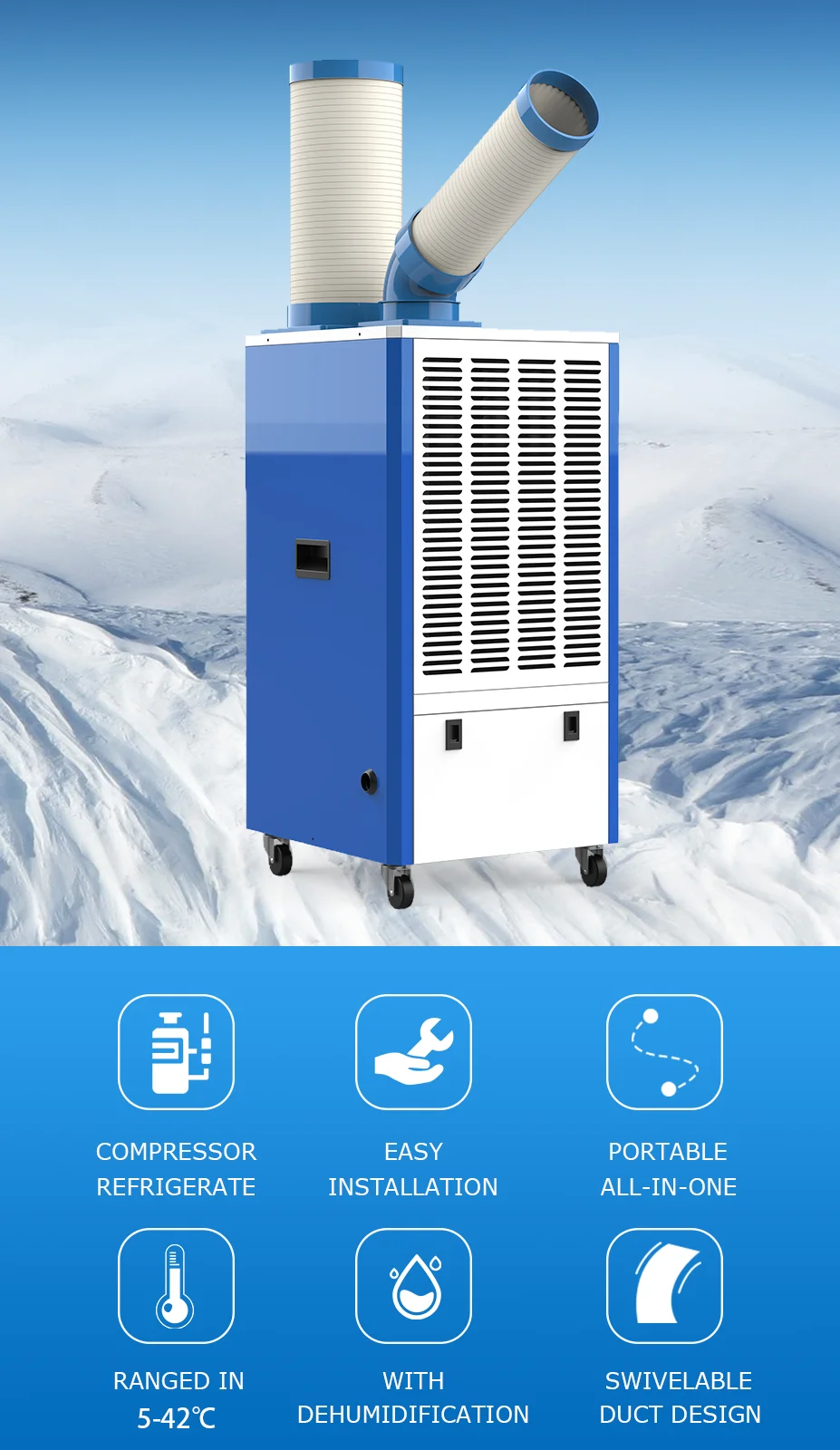 Industrial Mobile Air Conditioner for Workshops, Multi-Refrigerant - detail 6