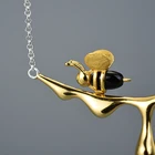 Agate Stone Agate Wholesale Jewelry Gift Cute Agate Stone Gold Plated Honey Bee Necklace
