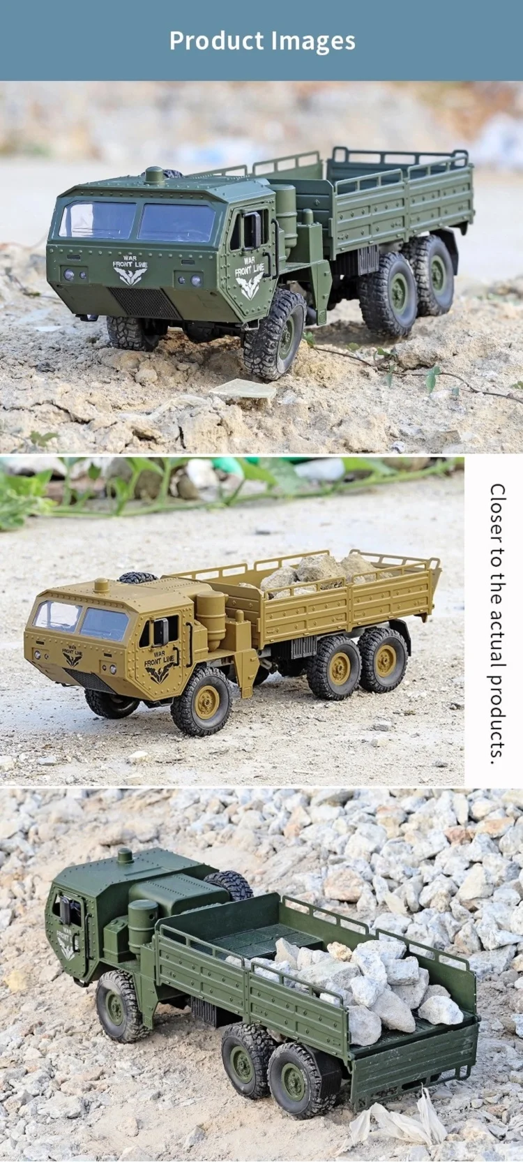 Jjrc Q75 Truck 6X6 Military Truck Models 1/16 Remote Control Army Car for Boys
