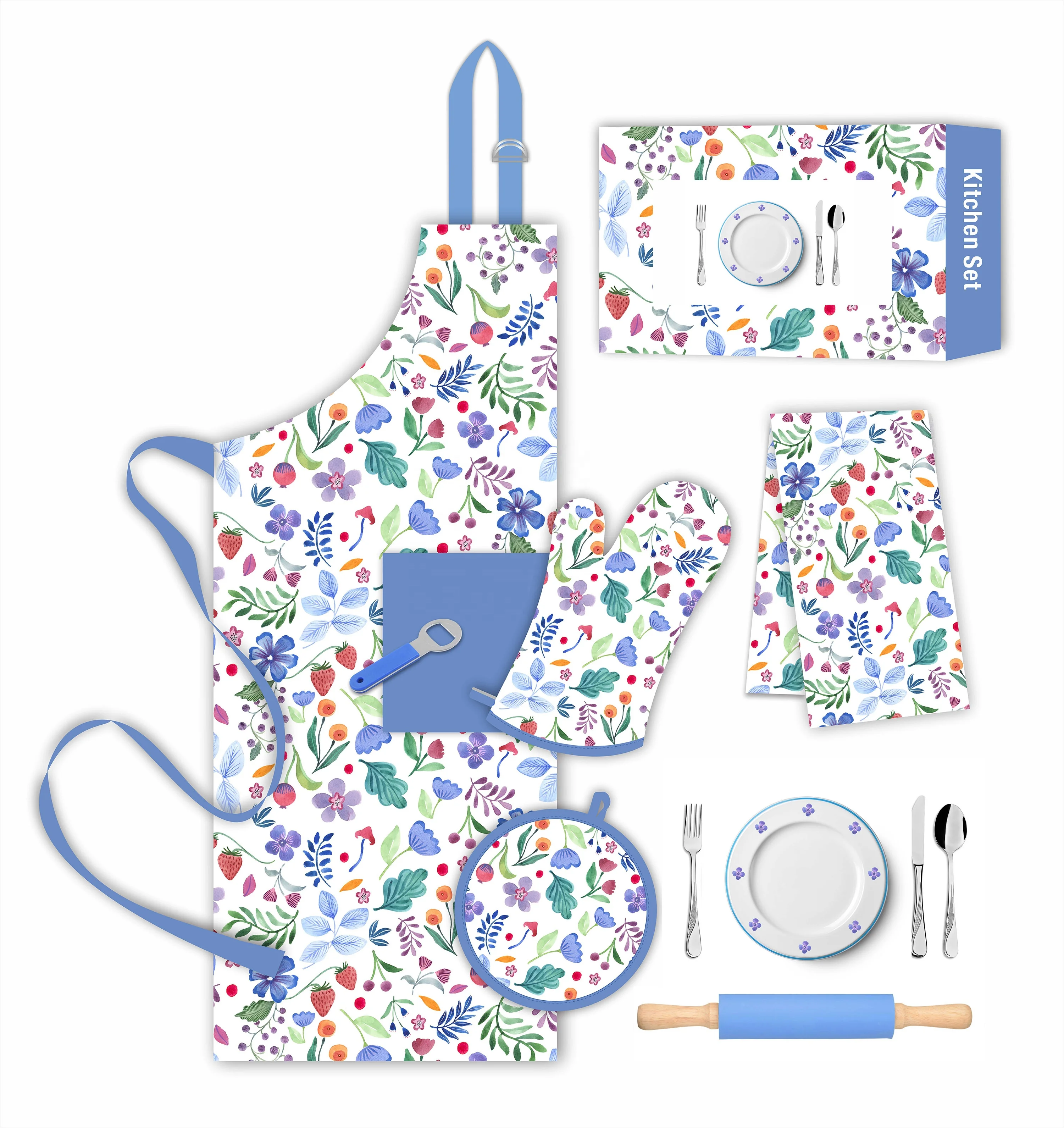 BBQ accessories set aprons for grilling custom logo kitchen apron kit kitchen chef cooking bib yarn dyed grill apron with tools