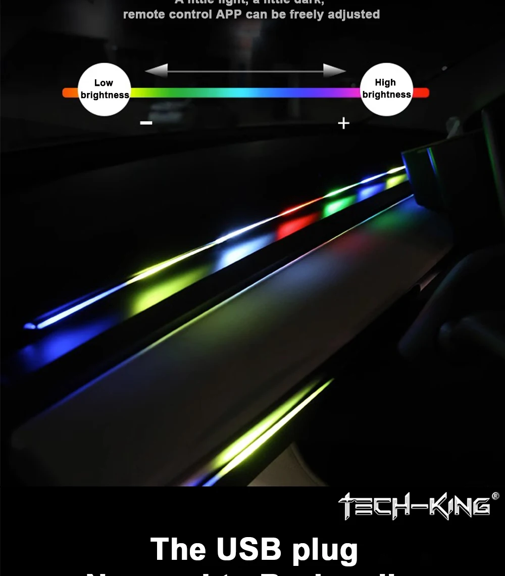 New, automotive fiber optic cold light RGBW 110cm mood lamp, hidden color APP acrylic voice-controlled music mood lamp