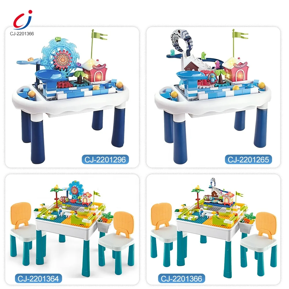 Assembled large particle diy multifunction educational learn table kids toys building blocks table with chair