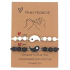 Bracelet Two-piece Woven Lover Couple Yin Yang Tai Chi Natural Hematite Stone Bead Bracelet With Card