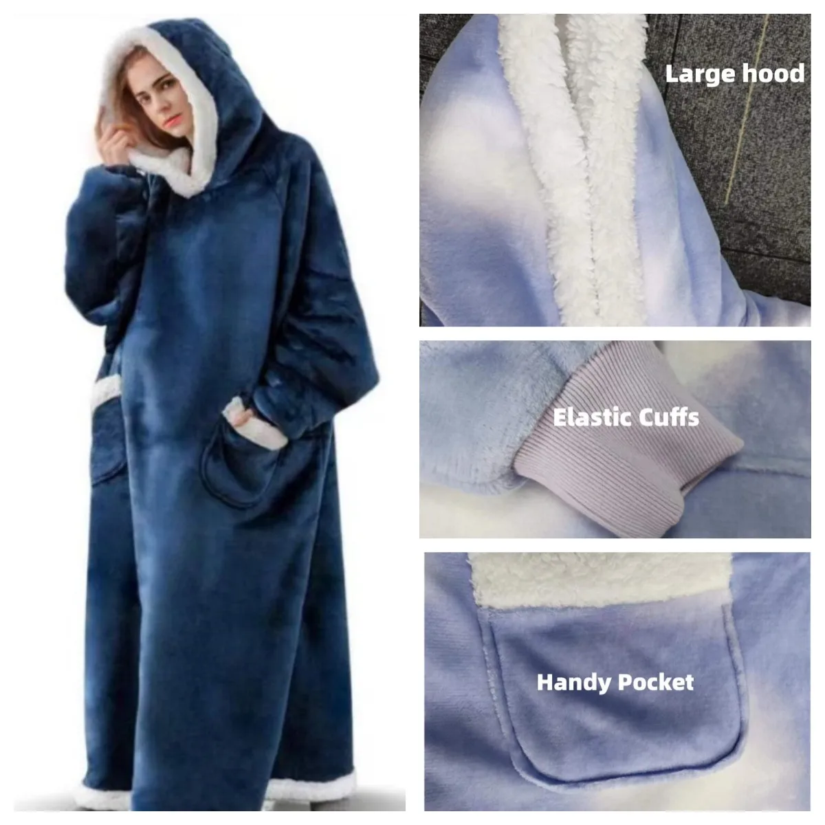 Super Warm Oversized Wearable Blanket Hoodie Sherpa Fleece Blanket with Pocket personalized cozy blanket