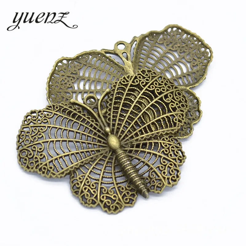 YuenZ 2 colors Exquisite vintage  Alloy butterfly Charms Pendant for Jewelry Making Accessory 68*46mm D275