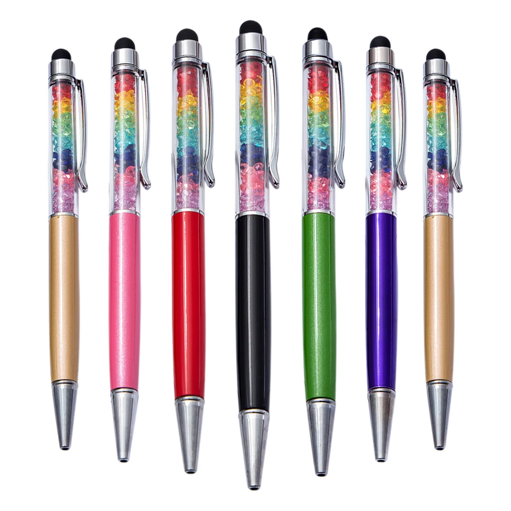 1Pc Crystal MultiColor Ball Point Pen Touchable Phone Screen Stylus Pen Supply 