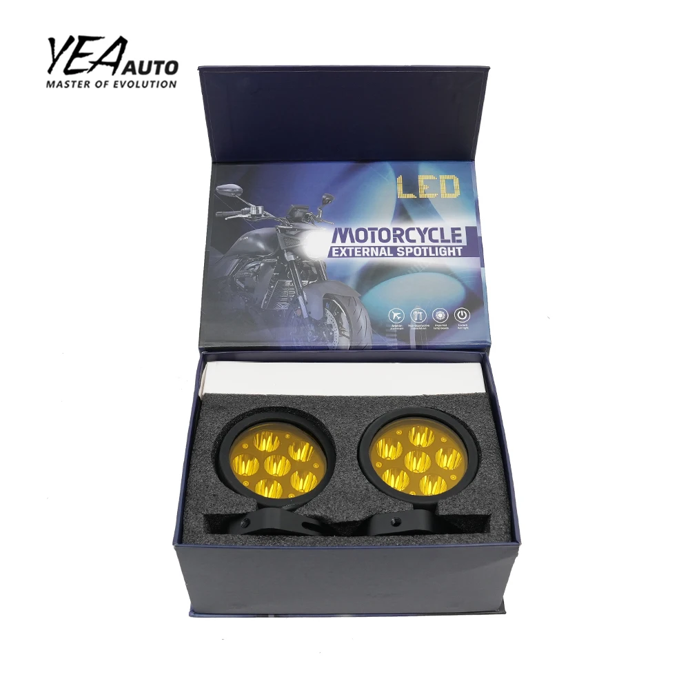 product ya dh6 6 led lens driving light 38round 70w motorcycle yellow color cover headlight spot lamp universal spotlight-19