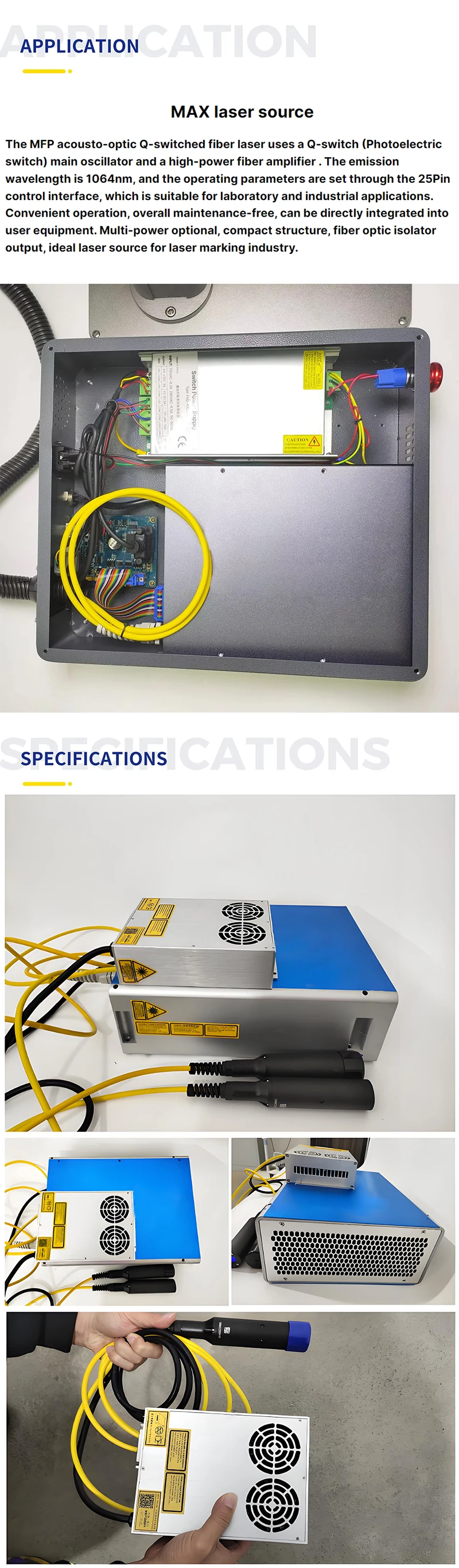 Factory Priced High Performance MAX Fiber Laser Source 20X MAX Laser Source Small Nano Type for Laser Marking 1064nm New
