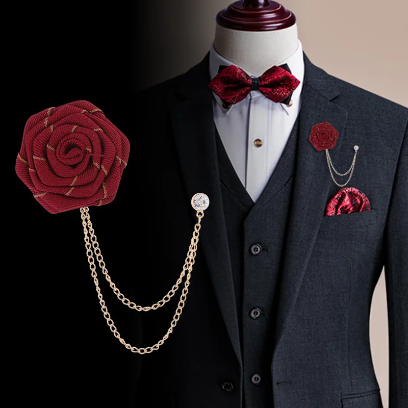 blazer, Navy Handmade Flower/Rose Lapel Pin for wearing with men's suit jacket 