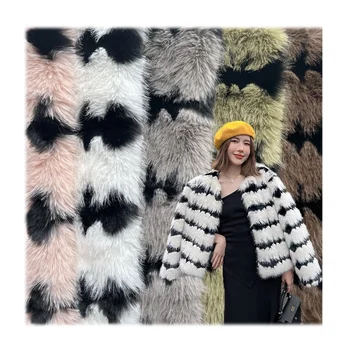 New fashion design melody printed 100 polyester woven faux fox fur fabric 30mm pile plush for garment