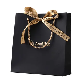 Custom luxury black white brown kraft Gift Shopping Paper Bags with your own logo
