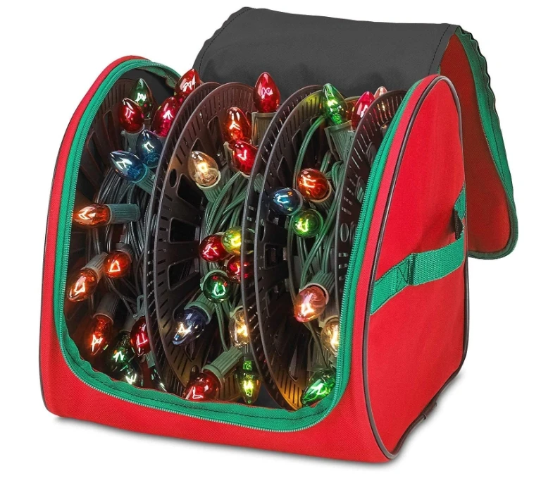 Custom 600D Fabric Christmas Light Storage Bag Christmas Tree Lights Organizer Bag