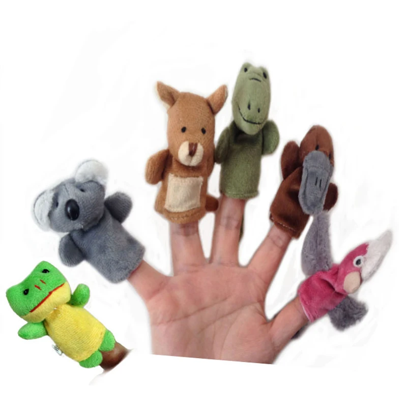 Cute 10 Kinds Lot of Velvet Estilo Animal Marionetas de Dedo Conjunto Niños Regalos para niños Presente Troflink 