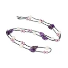 Amethyst Pearl Necklace Natural Purple Amethyst Stone Beaded With Freshwater Pearl Bead Long Necklace