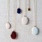 Oval Jewelry Enamel Necklace Custom Brass Metal Gold Plated Enamel Oval Photo Locket Pendant Necklace Jewelry