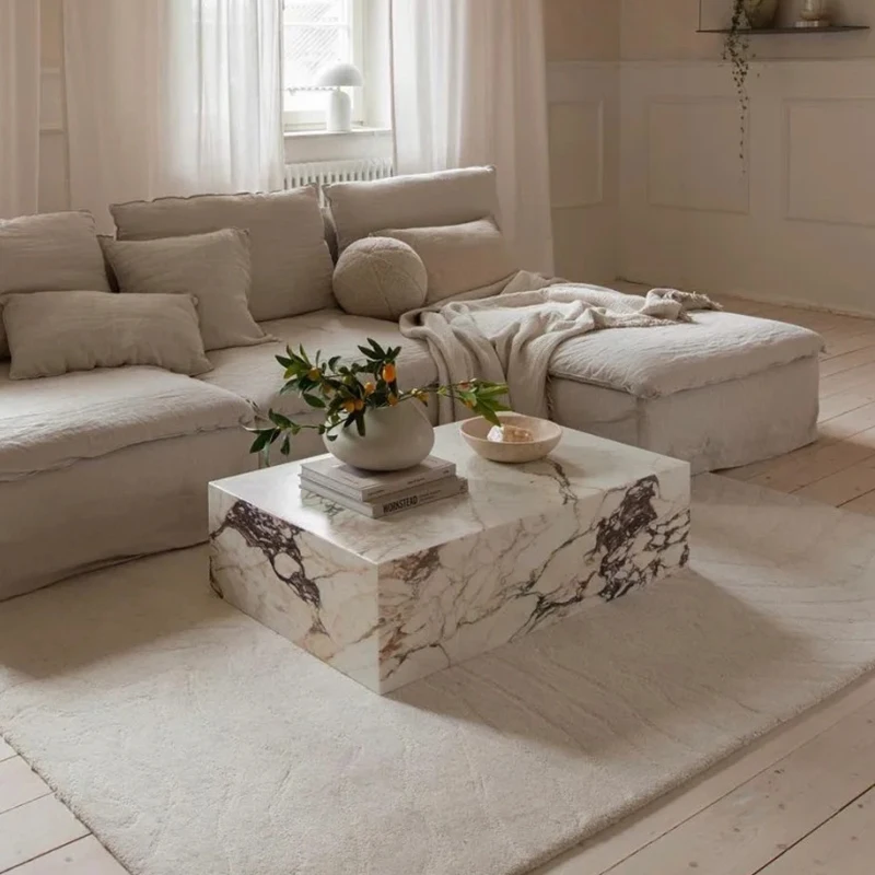 product luxury modern polished natural calacatta viola marble table living room customized coffee low plinth indoor marble side table-1