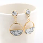 Earrings Turquoise New Simple Versatile Marble Geometric Earrings Black Turquoise Circle Earrings