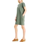 Shirt Dress T-shirt Metro Custom T Shirt Dress Women Casual Cotton Solid Color Pocket Short Sleeve Mini T-shirt Dress