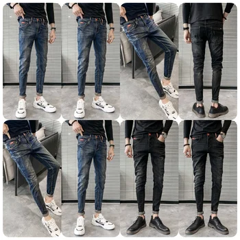 Wholesale high-quality jeans manufacturers direct summer and autumn slim straight leg casual breathable wear jeans for men