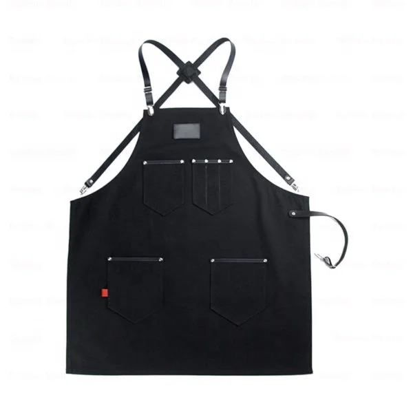 Mulit Packet Barber Apron With Leather Pocket and Shoulder strap  Work Tool or Antifouling Barber Apron