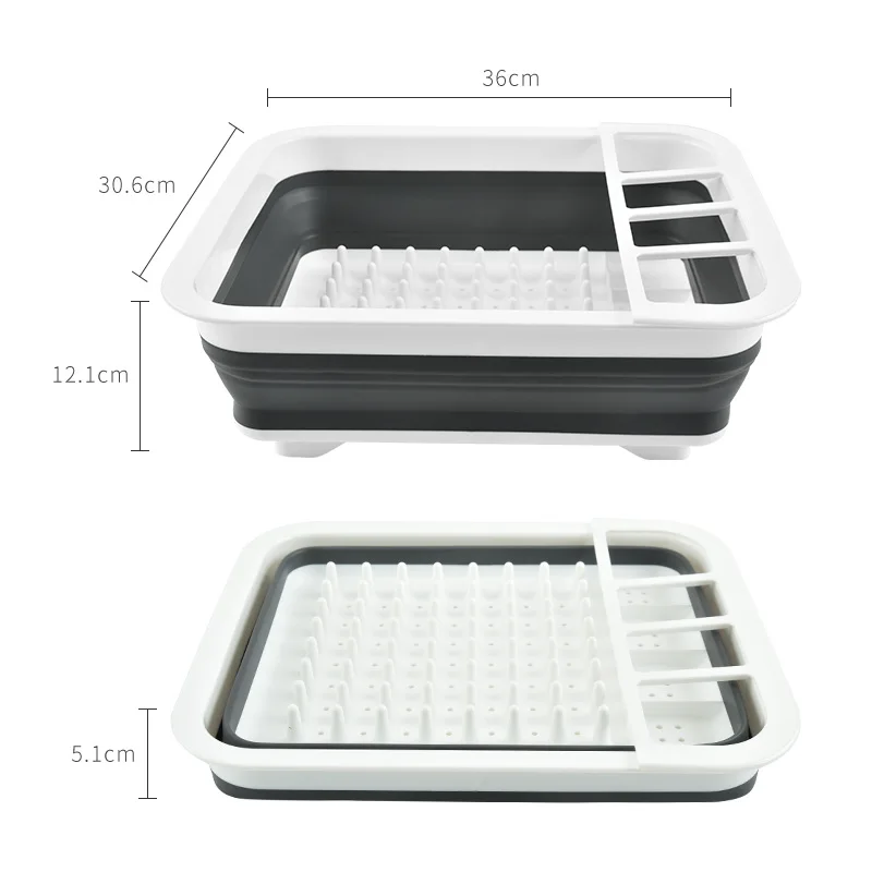 Hot Plastic Silicone Foldable Kitchen Basket Fruit Vegetable Dish Drainer Drying Rack For Sink