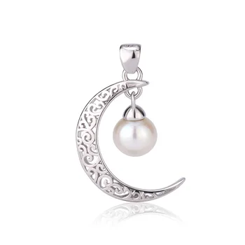 Custom OEM 925 sterling silver jewelry crescent moon long pendant necklace for women