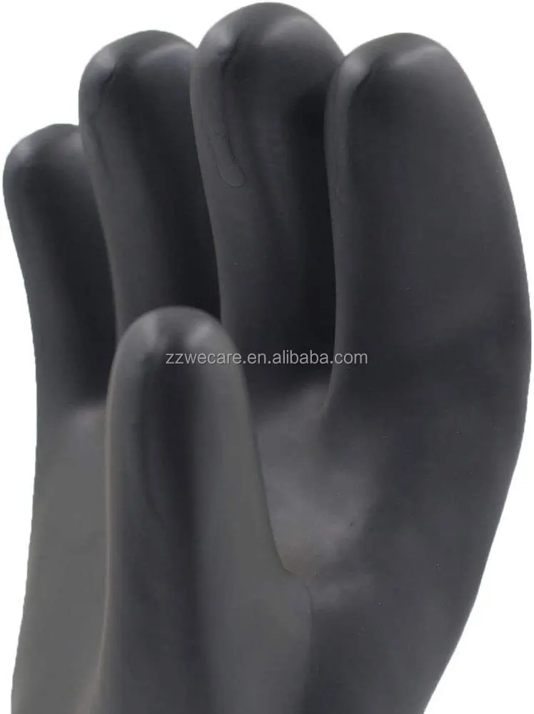 Anti Corrosion Black Acid and Alkali Resistant Heavy Duty Chemical Protective Industrial Rubber Gloves