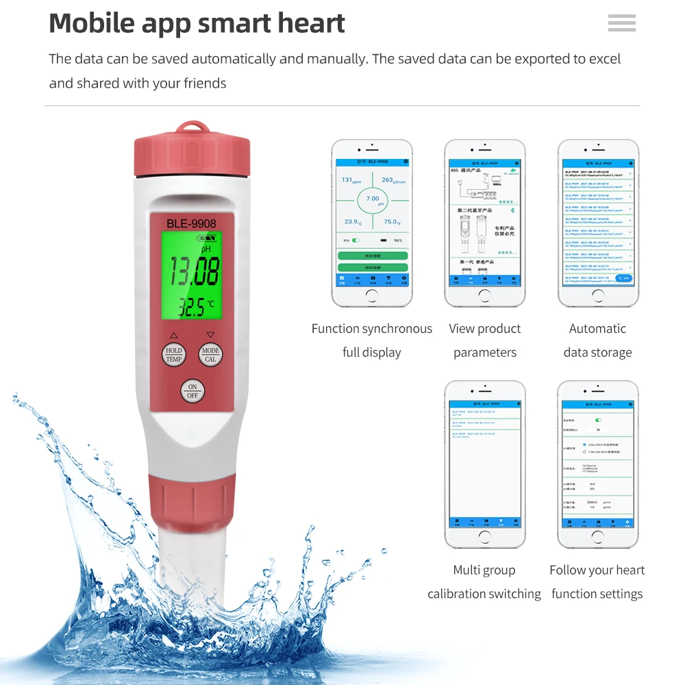 Ble Water Quality Tester Pocket Ph Sensor Pen Bluetooth Compatible