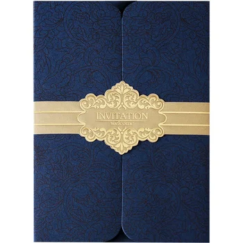 Hot Sale Luxurious Gold Foil Business Invites Card Unique Wedding Invitations With Envelope