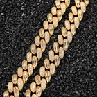 Gold Miss Gemstone Jewelry Lab Diamond Moissanite Pure Sterling Silver Gold Plated Cuban Link Necklace Men