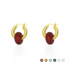 Opal Opal Chris April Fine Jewelry 925 Sterling Silver DIY Natural Opal Gem Hoop Huggie Earrings