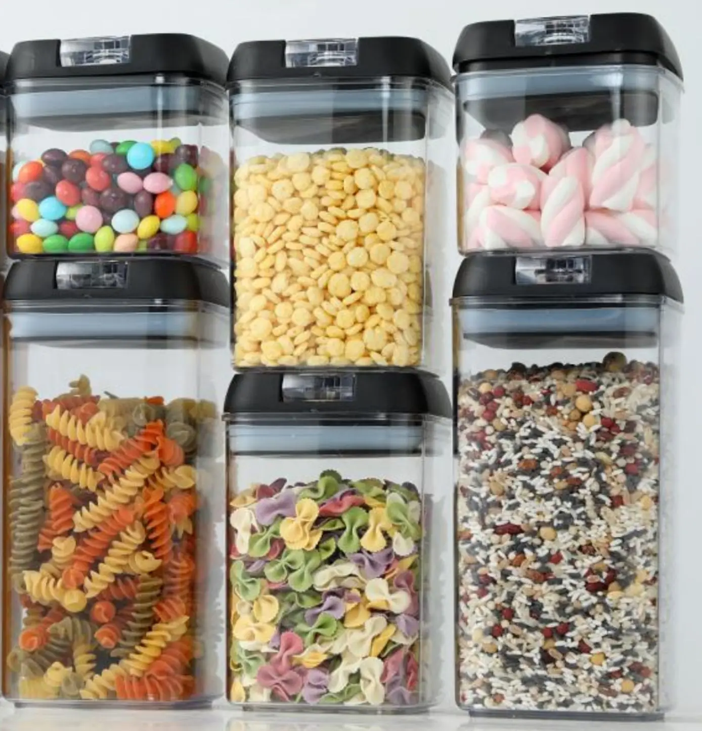 Sugar Storage Container Set BPA Free Plastic Airtight Food Storage Containers Snacks  6 Piece Set Cereal Dispensers