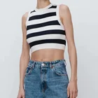 Vest Women Custom Design Knit Vest Summer Striped Vest Women Knit Crop Knit Vest Camisoles