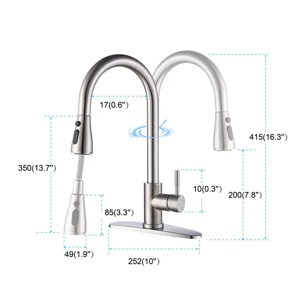 product brass  sus304 stainless steel hot and cold mixer tap   brushed gold  matte black kitchen faucet mixer tap524-58