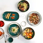 Gold Square Wholesale Textured Dinnerware Luxury Tableware Royal Gold Ceramic Square Dinner Set Porcelain Dinner Sets