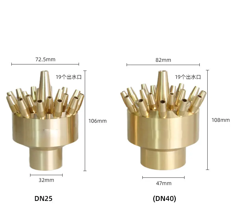 Factory Supply Stainless Steel Brass Adjustable Three Layer Flower Fountain Nozzle details